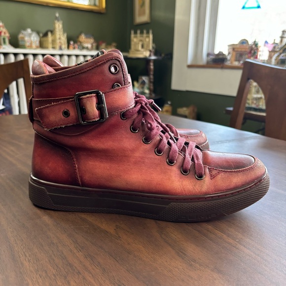 JUMP maroon/red  leather hi top sneaker 8 - Picture 4 of 13